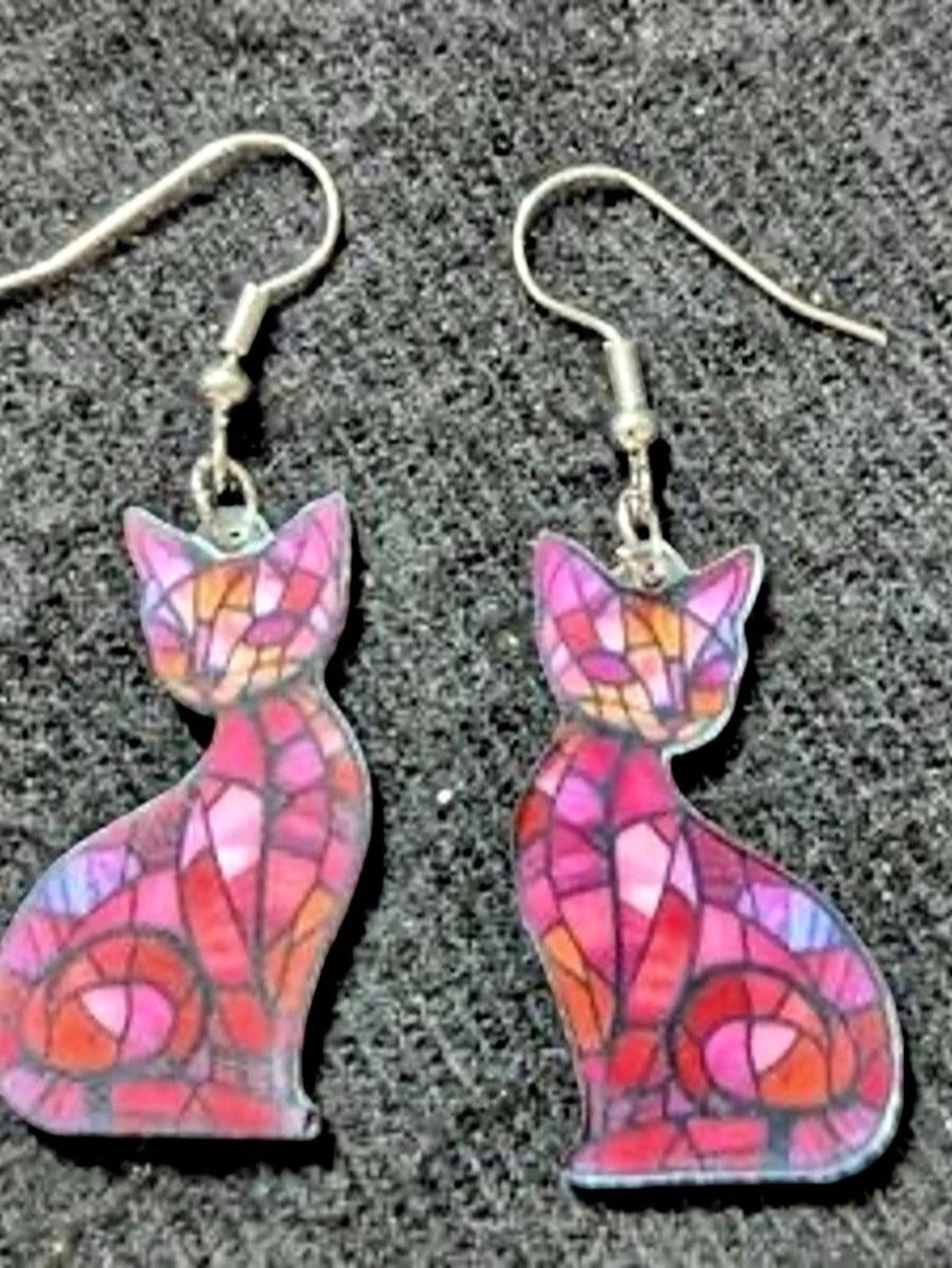 Cat Earrings in Pink & Purple Like New